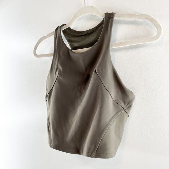Lululemon Invigorate Training Cropped Tank Top with Built-in Bra Carob Brown 6 - Picture 5 of 7